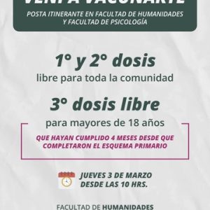 Posta itinerante de vacunación en las Facultades de Humanidades y Psicología de la UNLP